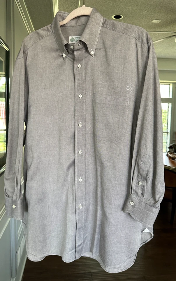 BORRELLI ITALY HAND MADE 100% SILKY COTTON BUTTON DOWN COLLAR SHIRT MENS 16R - Image 2 of 4