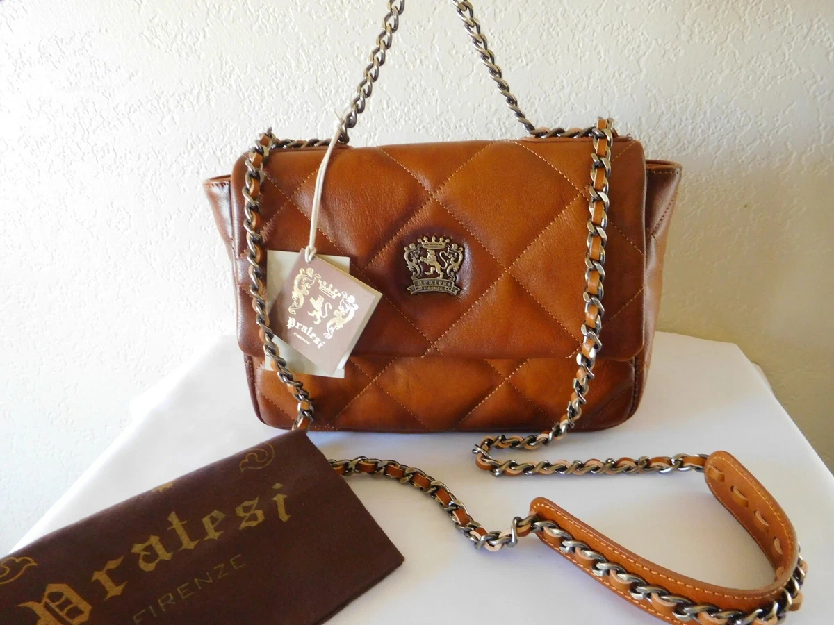 New Pratesi Firenze Italy Torrita Quilted Leather Shoulder Bag