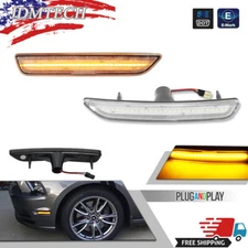 2X Clear Lens Amber LED Lamps For 2010-2014 Ford Mustang Front Side Marker Light