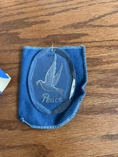 Vintage 1980 Crystal Clear Christmas Ornament Acrylic Peace Dove ~4x2.5”