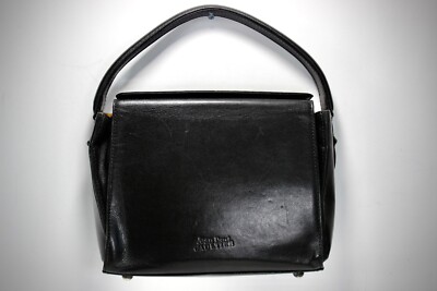Vintage JEAN PAUL GAULTIER Black Leather Hand Bag Party Bag Top