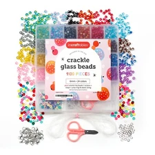 Crackle Glass Beads 24 Colors 1100pcs 6mm for DIY Jewelry Making by Incraftables