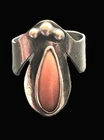 STERLING SILVER HANDMADE CORAL RING (VTG)