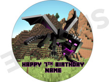 ENDER DRAGON  PERSONALISED Edible round Cake Topper  ICING