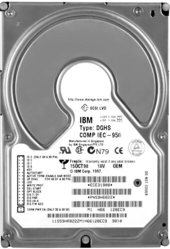 Hard Drive IBM 59H6822 18GB 7200RPM ULTRA2 WIDE SCSI 68-pin DGHS 3.5" Inch - Picture 2 of 3