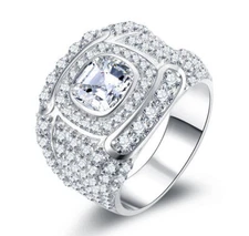 MEN'S CZ .925 STERLING SILVER COCKTAIL WEDDING BAND RING LARGE SIZE 7-16 MR101