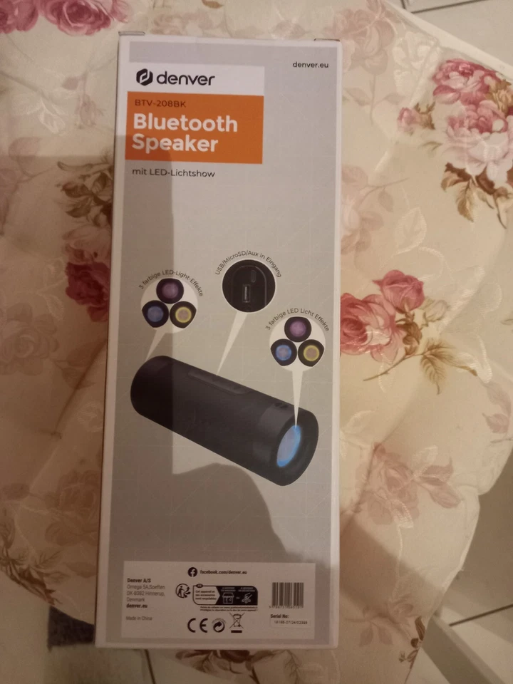 DENVER Bluetooth Speaker tragbar.Lautsprecher BTV-208BK.Neu und OVP - Bild 2 von 3