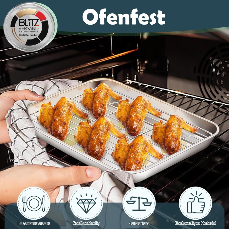 Ofenblech Backblech Mit Abkühlgitter Rechteckig Backform Mit Kuchengitter - Bild 4 von 4