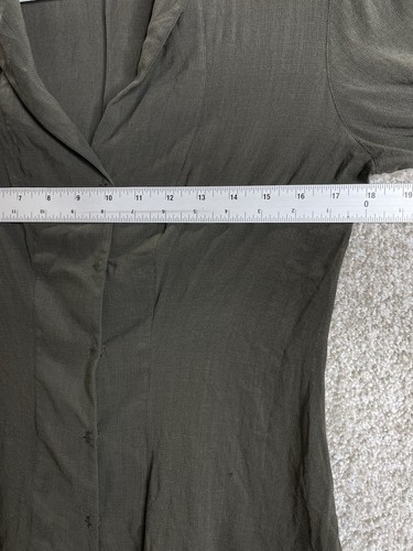 Akris Punto Top Green 6 Long Sleeve Button Up V-Neck - Picture 7 of 10