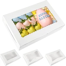 Moretoes 48pcs Cookie Boxes,12x8x2.5 Inches White Bakery Boxes with 3 