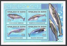 Guinea 2002 year.Whales set of 4 stamps and souvenir sheet,1500 Fr,MNH.