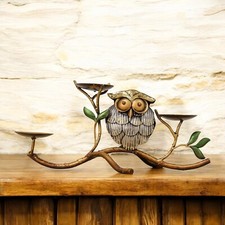 Jaipur Woods Gufo Uccellino Supporto Votivo in Metallo