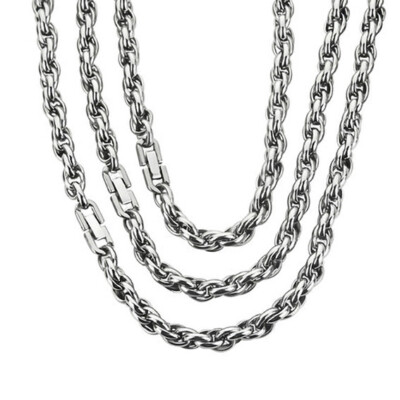 Collier Chaîne Homme En Acier Inoxydable Argenté - Style Gourmette, Gros Maillons, Neuf Sous Emballage