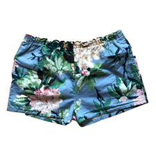 Vintage Floral Shorts Size L Womens Blue Multicolor High Waist 80s 90s