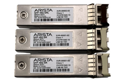 Lot of  3 Arista SFP-10G-SR 10G SR SFP+ Transceiver Module 850nm XVR-00001-02