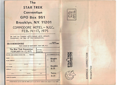 Authentic 1975 Star Trek Convention Registration Science Fiction Program