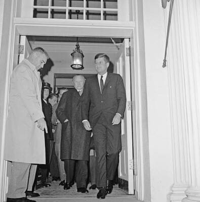 Kennedy Escorts Adenauer Washington A Secret Service Agent poi- 1961 Old Photo