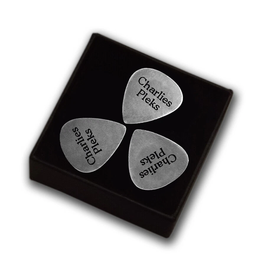 Plektrum Edelstahl graviert Plektron mit Wunschtext Name personalisiert Gravur - Bild 4 von 4