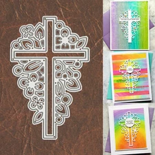 Easter Cross w Flowers & Leaves Cutting & Embossing Die – Spring Resurrection 