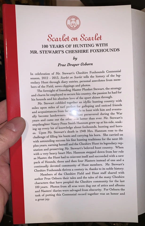 SIGNED, 100 YEARS OF HUNTING WITH MR STEWART'S CHESHIRE FOXHOUNDS, PRUE D OSBORN - Image 3 of 4