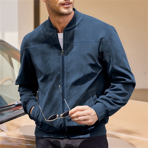 Men's Lightweight Bomber Jacket Causal Fashion Flight Windbreaker Light Jacket - Picture 3 of 10