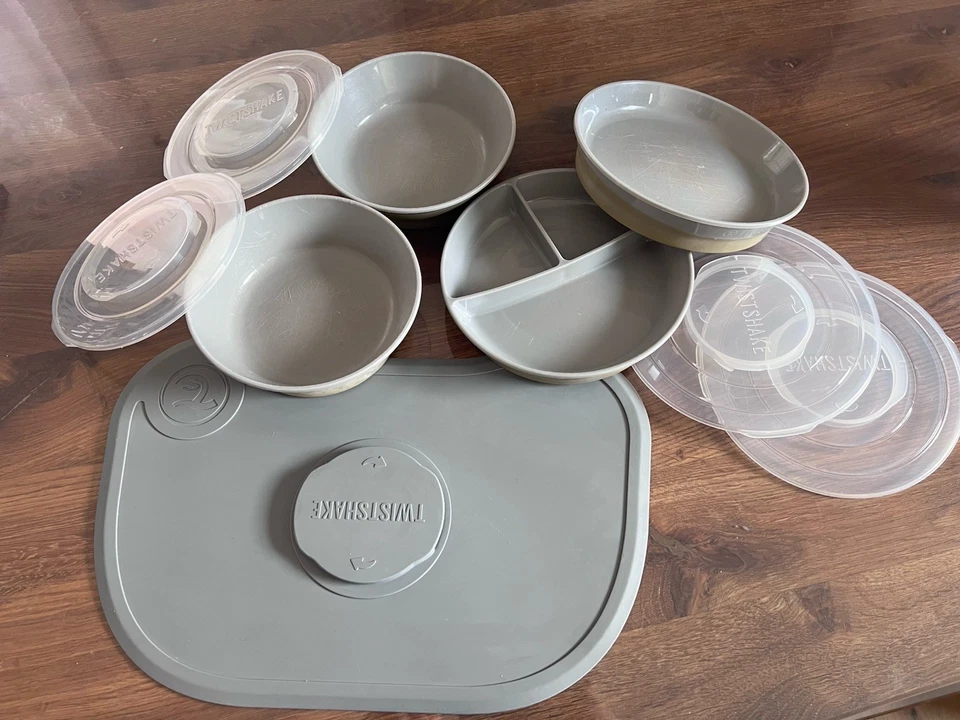 Twistshake Set Grau Matte + 2 Teller + 2 Schalen + Deckel - Bild 2 von 2