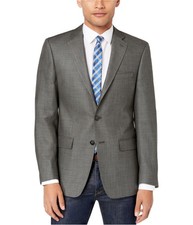 Calvin Klein Mens Slim Fit Two Button Blazer Jacket, Grey, 44 Regular