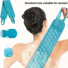 Exfoliating Back Scrubber Towel Strip Shower Bath Spa Skin Body Wash Cloth Soft