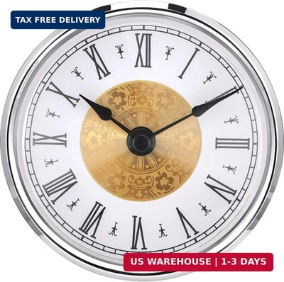 Hicarer 3-1/8 Inch (80 mm) Clock Insert with Roman Numeral, Quartz Movement, Sil