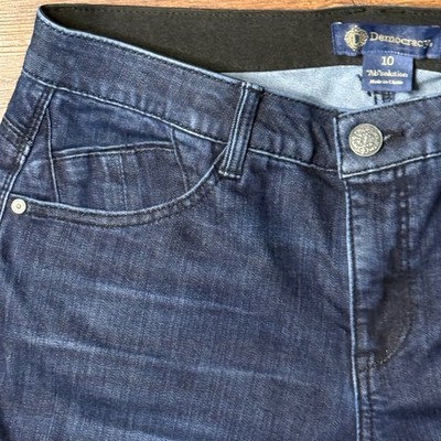 Democracy Ab'solution Jeans Women 10 Dark Blue Distressed Bleach Splatter