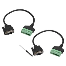 DB9 Male to 8 Pin Screw Terminal Adapter, 9 Pin VGA Extension Cable Pack of 2
