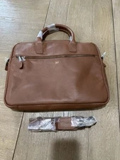 Mark and Graham Leather Briefcase Brown Laptop Bag Work travel read description