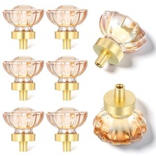 6 Pack Crystal Cabinet Knobs Drawer Knobs, 1.4" Diameter Glass Handles, Flowe...