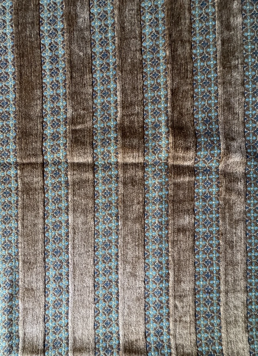 Couture Vintage Velvet Brown Turquoise  Fabric Remnant 24"x24"