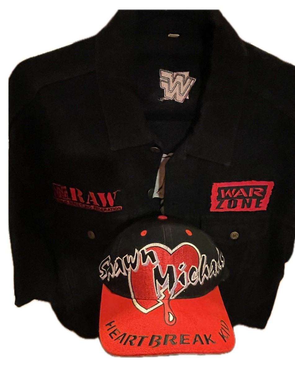 1996 VINTAGE WWF RAW Denim Jacket (M) + Shawn Michaels Hat HBK