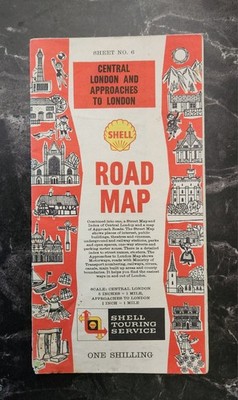 1961 SHELL Central London and approaches to London Map, Folding Vintage Map