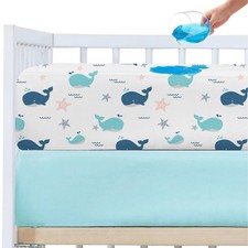 Waterproof Crib Sheets for Boys 2 Pack, 28"x 52" Extra Soft Microfiber Waterp...