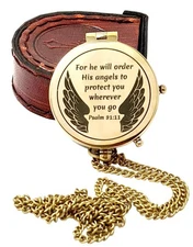 - Brass Compass Engraved with Religious Scripture Verse, Gift for Son, Grands...