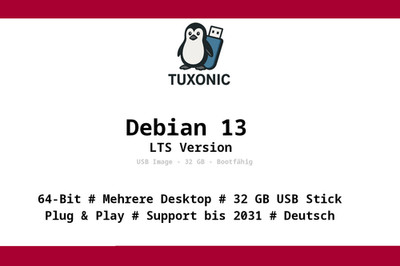 Debian 13  Trixie  USB Stick   32 GB Marken USB Stick   Bootfähig