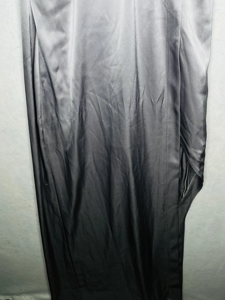 Vestido Halston Heritage para mujer 6 gris satinado sin tirantes espalda KMN161738 Foto 3 de 4