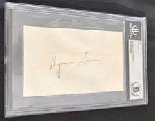 Byrum By Saam (d.2000) signed cut autograph BAS baseball HOF announcer