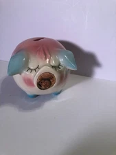 Vintage 1957 Corky Pig ceramic piggy bank Hull Pottery Company