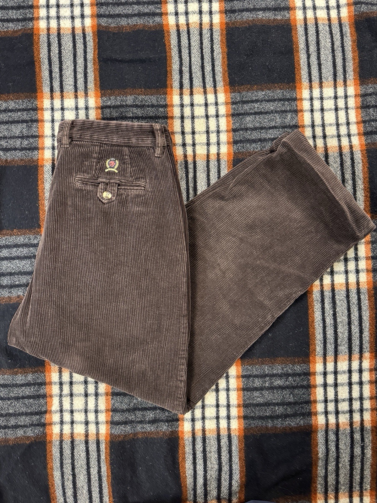 VTG Tommy Hilfiger Mens 36x30 Wide Leg Corduroy Pants Cuffed Straight Trousers