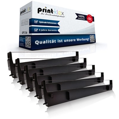 5x Recycelte Farbbänder für Epson LQ 1000 Drucker Kassette - Office Plus Serie