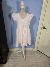 Jodifl Small Dress Womens Pink Gingham Vneck