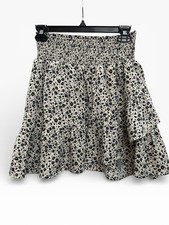 Altar d State Black Ivory Smocked Floral Skirt M