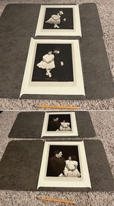 LOT OF 4 EARLY PHOTOGRAPHS IN MATTED FOLDERS DAD, DAUGHTER, BROTHER & SISTER
