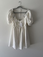 Forever 21 Women’s Mini Dress Boho Cottage Peasant Size Medium White
