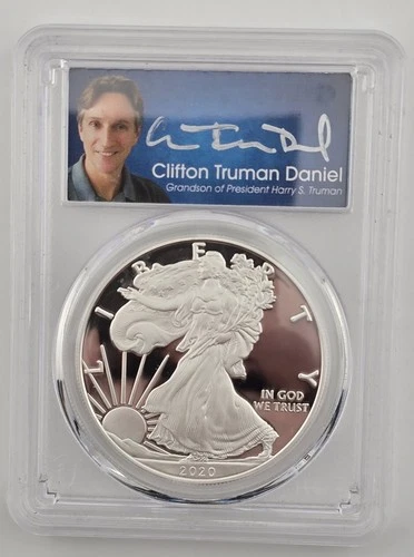 2020 S Proof American Silver Eagle Dollar Coin PCGS Pr70 Dcam Fdoi Truman