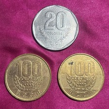 Costa Rica Coins 1985 1995 100 Colones 20 Colones